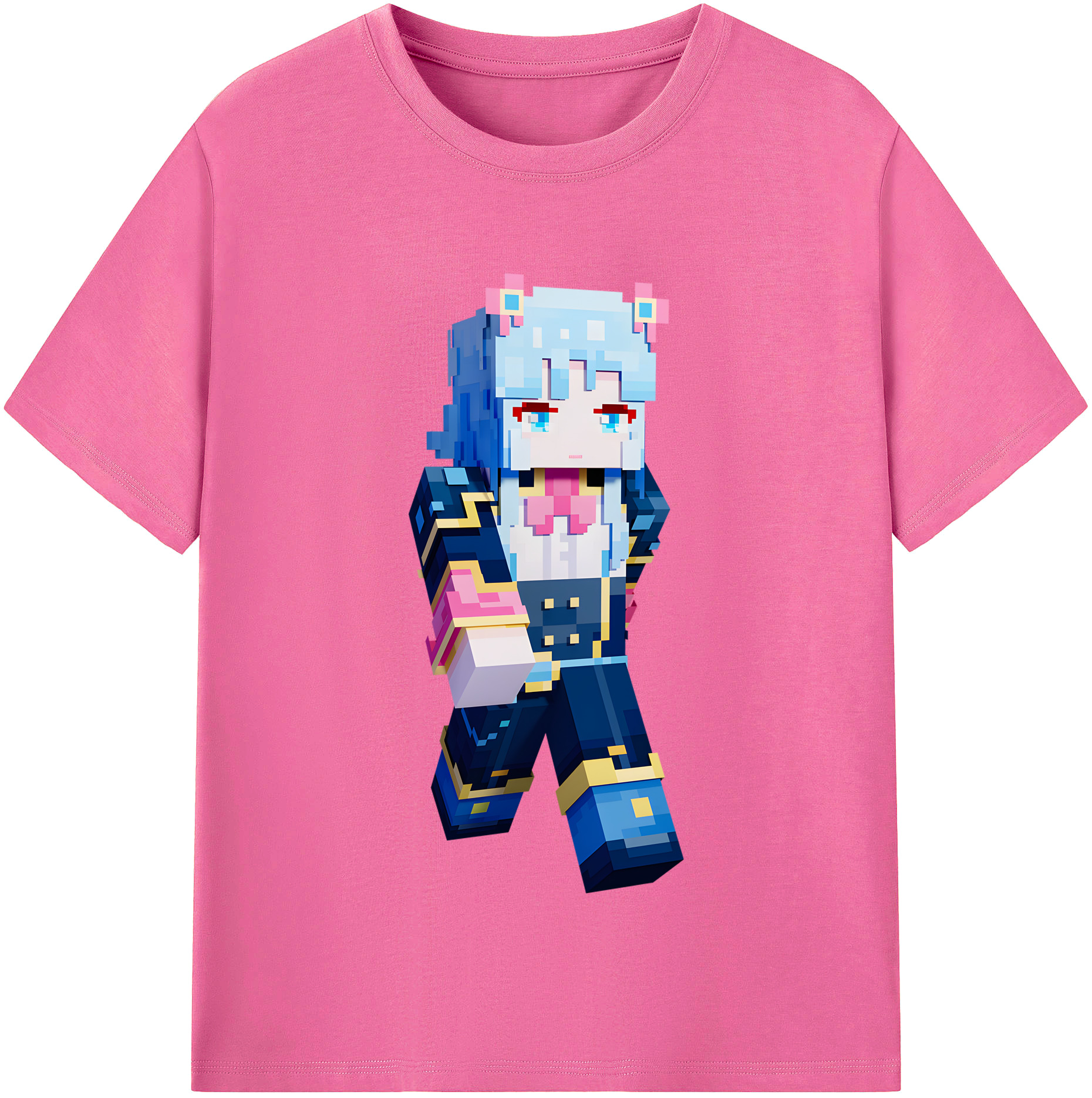 （画像用） マインクラフト ブロックの世界 Minecraft MC Block world レディースカジュアルプリントTシャツ（綿100％）